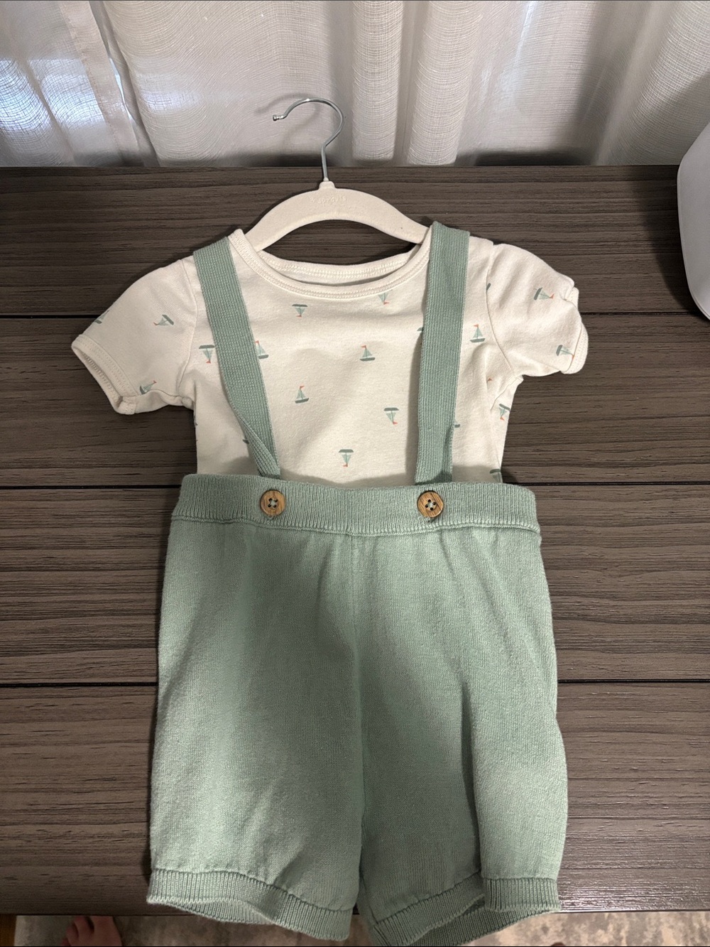 Carters 18m Green Knit Suspender Shorts